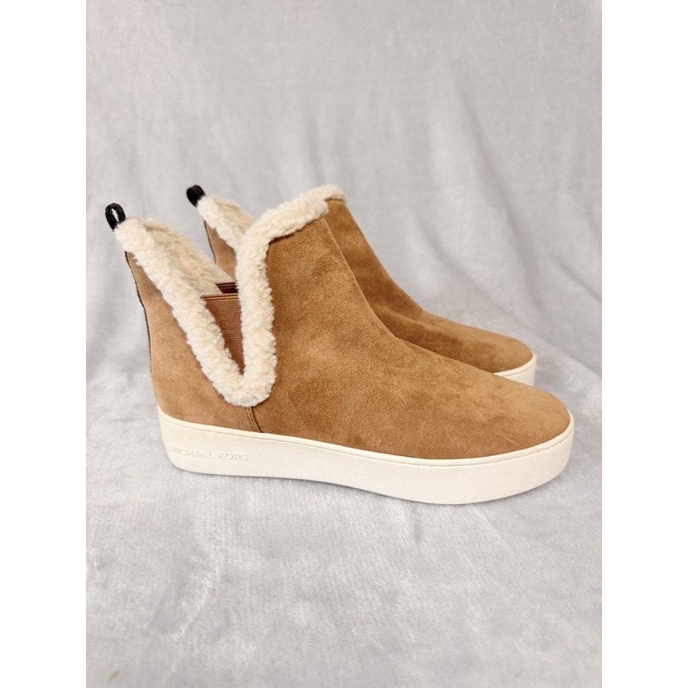 Michael Kors Brown Suede leather Lined Ankle Boots SZ 8 Pull on - Picture 3 of 8